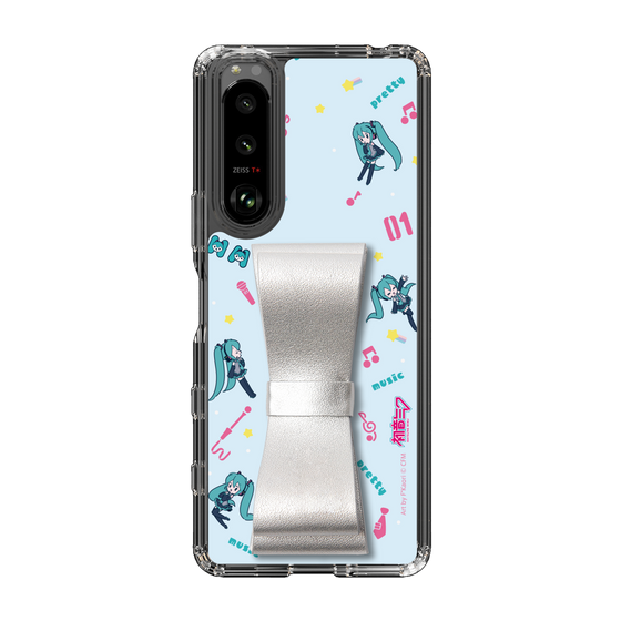 Slim Protection Case - STAND & RING RIBBON Silver［ HATSUNE MIKU - Ribbon - Instrumental - Blue ］