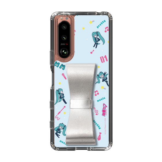 Slim Protection Case - STAND & RING RIBBON Silver［ HATSUNE MIKU - Ribbon - Instrumental - Blue ］