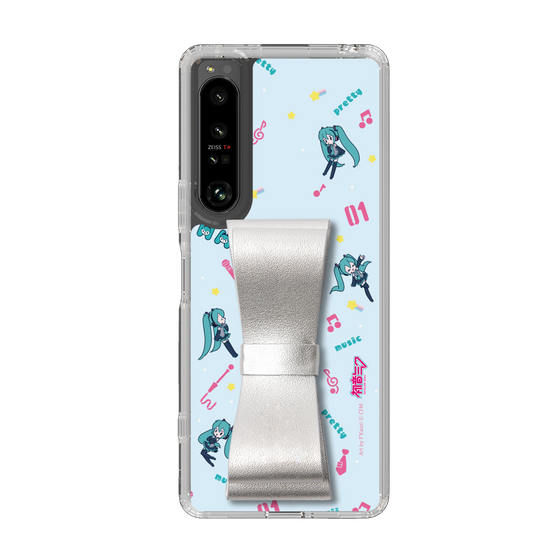 Slim Protection Case - STAND & RING RIBBON Silver［ HATSUNE MIKU - Ribbon - Instrumental - Blue ］