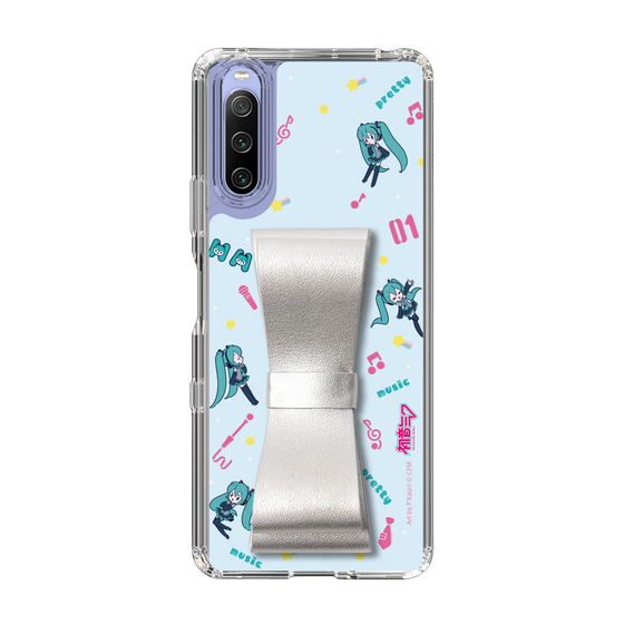 Slim Protection Case - STAND & RING RIBBON Silver［ HATSUNE MIKU - Ribbon - Instrumental - Blue ］