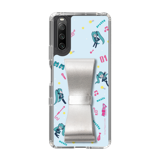 Slim Protection Case - STAND & RING RIBBON Silver［ HATSUNE MIKU - Ribbon - Instrumental - Blue ］