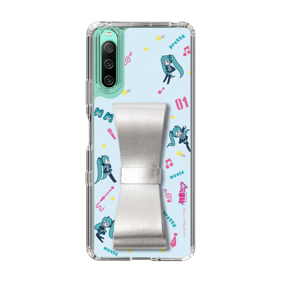 Slim Protection Case - STAND & RING RIBBON Silver［ HATSUNE MIKU - Ribbon - Instrumental - Blue ］