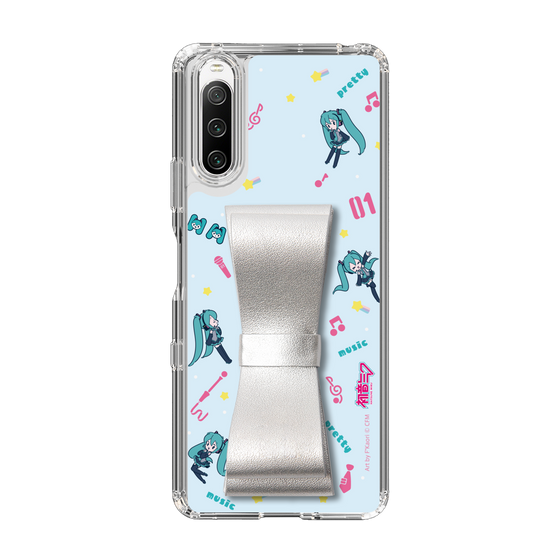 Slim Protection Case - STAND & RING RIBBON Silver［ HATSUNE MIKU - Ribbon - Instrumental - Blue ］