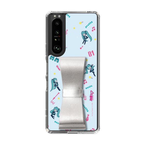 Slim Protection Case - STAND & RING RIBBON Silver［ HATSUNE MIKU - Ribbon - Instrumental - Blue ］