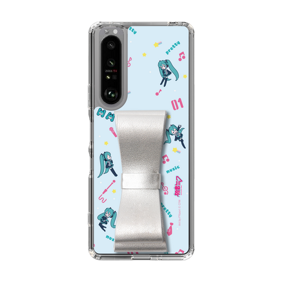 Slim Protection Case - STAND & RING RIBBON Silver［ HATSUNE MIKU - Ribbon - Instrumental - Blue ］