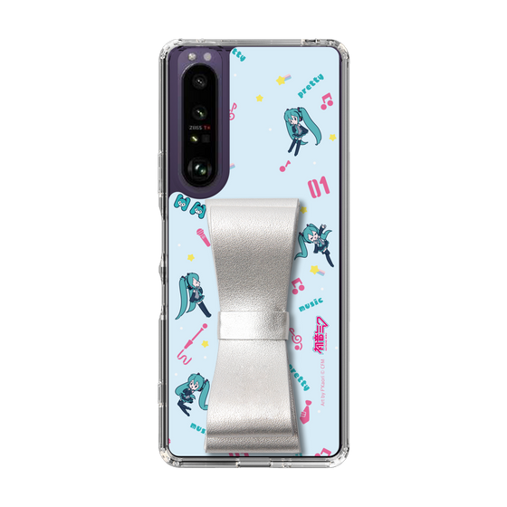 Slim Protection Case - STAND & RING RIBBON Silver［ HATSUNE MIKU - Ribbon - Instrumental - Blue ］