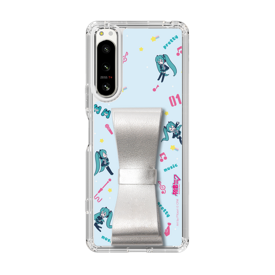 Slim Protection Case - STAND & RING RIBBON Silver［ HATSUNE MIKU - Ribbon - Instrumental - Blue ］