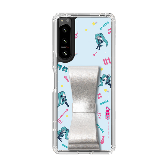 Slim Protection Case - STAND & RING RIBBON Silver［ HATSUNE MIKU - Ribbon - Instrumental - Blue ］