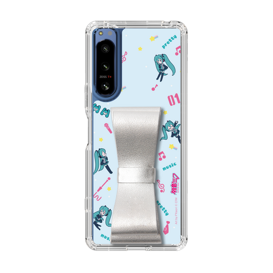 Slim Protection Case - STAND & RING RIBBON Silver［ HATSUNE MIKU - Ribbon - Instrumental - Blue ］