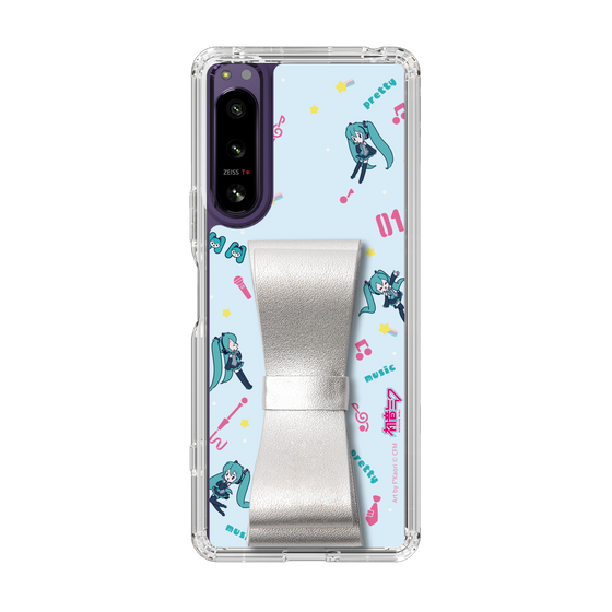 Slim Protection Case - STAND & RING RIBBON Silver［ HATSUNE MIKU - Ribbon - Instrumental - Blue ］