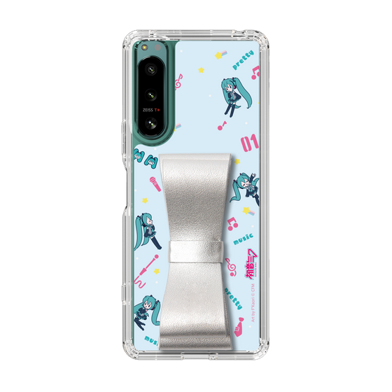 Slim Protection Case - STAND & RING RIBBON Silver［ HATSUNE MIKU - Ribbon - Instrumental - Blue ］