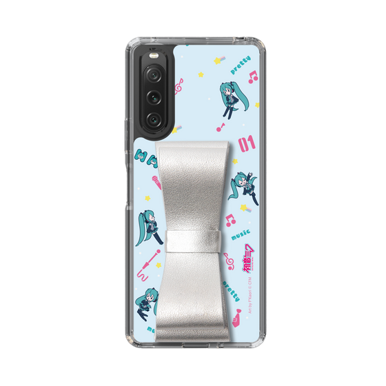 Slim Protection Case - STAND & RING RIBBON Silver［ HATSUNE MIKU - Ribbon - Instrumental - Blue ］