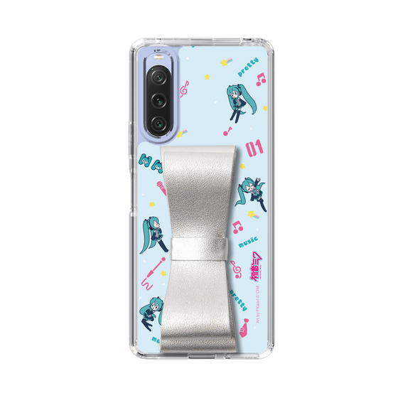 Slim Protection Case - STAND & RING RIBBON Silver［ HATSUNE MIKU - Ribbon - Instrumental - Blue ］