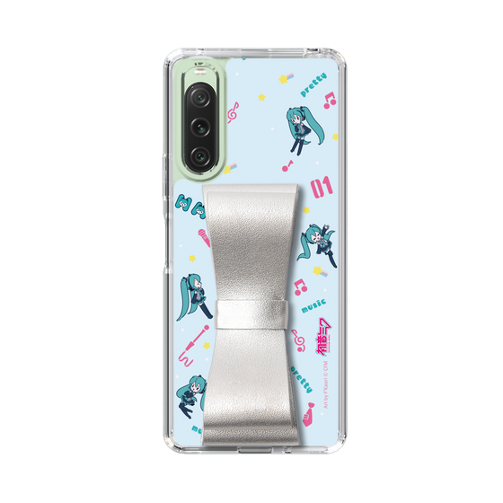 Slim Protection Case - STAND & RING RIBBON Silver［ HATSUNE MIKU - Ribbon - Instrumental - Blue ］