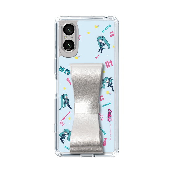 Slim Protection Case - STAND & RING RIBBON Silver［ HATSUNE MIKU - Ribbon - Instrumental - Blue ］