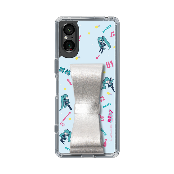 Slim Protection Case - STAND & RING RIBBON Silver［ HATSUNE MIKU - Ribbon - Instrumental - Blue ］