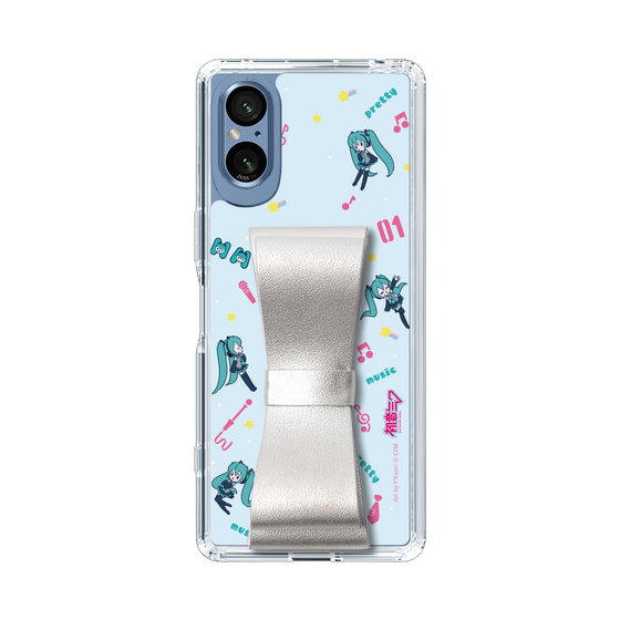 Slim Protection Case - STAND & RING RIBBON Silver［ HATSUNE MIKU - Ribbon - Instrumental - Blue ］