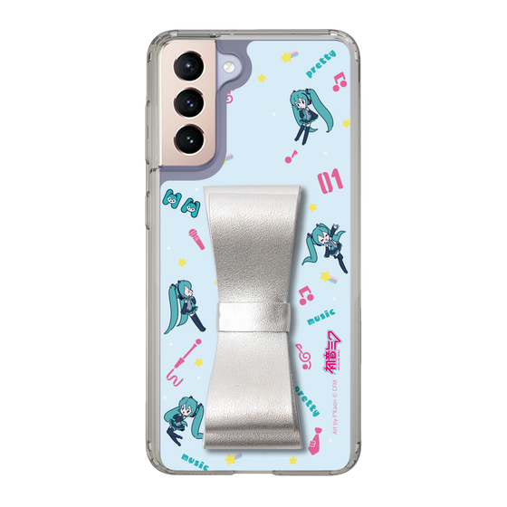 Slim Protection Case - STAND & RING RIBBON Silver［ HATSUNE MIKU - Ribbon - Instrumental - Blue ］