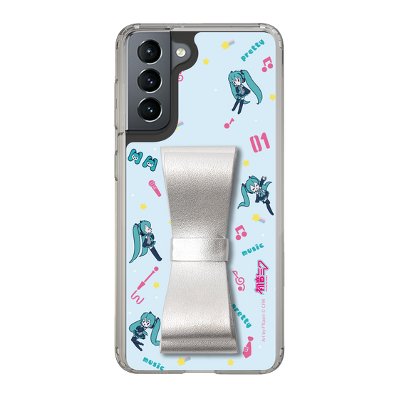 Slim Protection Case - STAND & RING RIBBON Silver［ HATSUNE MIKU - Ribbon - Instrumental - Blue ］