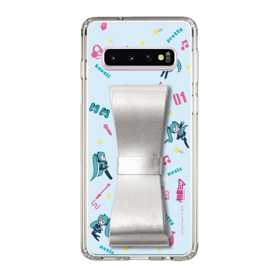 Slim Protection Case - STAND & RING RIBBON Silver［ HATSUNE MIKU - Ribbon - Instrumental - Blue ］