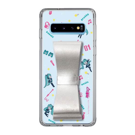 Slim Protection Case - STAND & RING RIBBON Silver［ HATSUNE MIKU - Ribbon - Instrumental - Blue ］