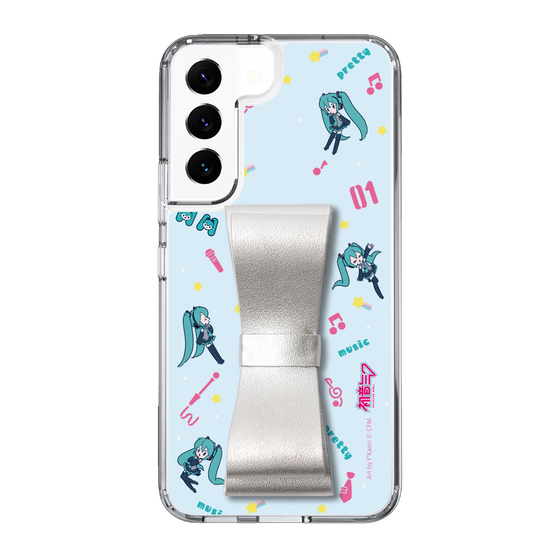 Slim Protection Case - STAND & RING RIBBON Silver［ HATSUNE MIKU - Ribbon - Instrumental - Blue ］