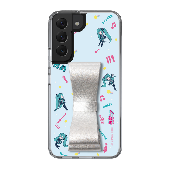 Slim Protection Case - STAND & RING RIBBON Silver［ HATSUNE MIKU - Ribbon - Instrumental - Blue ］