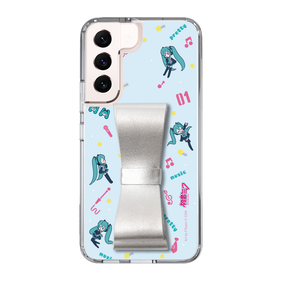 Slim Protection Case - STAND & RING RIBBON Silver［ HATSUNE MIKU - Ribbon - Instrumental - Blue ］