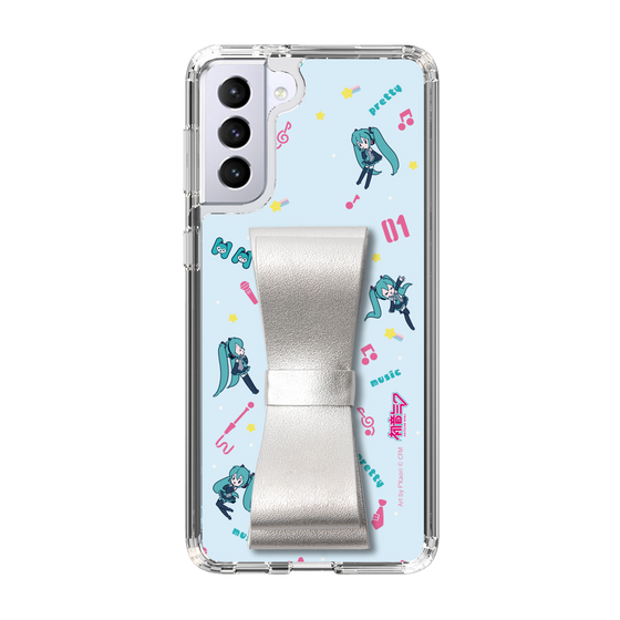 Slim Protection Case - STAND & RING RIBBON Silver［ HATSUNE MIKU - Ribbon - Instrumental - Blue ］