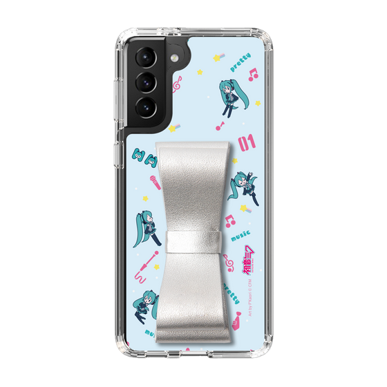 Slim Protection Case - STAND & RING RIBBON Silver［ HATSUNE MIKU - Ribbon - Instrumental - Blue ］