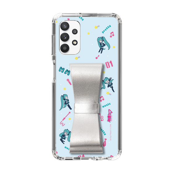 Slim Protection Case - STAND & RING RIBBON Silver［ HATSUNE MIKU - Ribbon - Instrumental - Blue ］