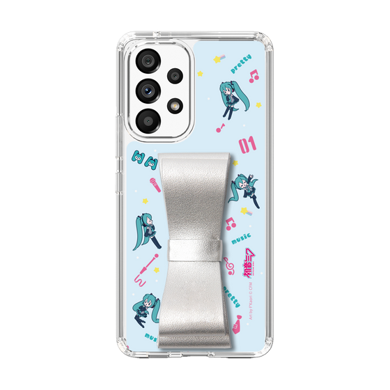 Slim Protection Case - STAND & RING RIBBON Silver［ HATSUNE MIKU - Ribbon - Instrumental - Blue ］