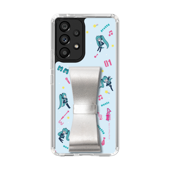 Slim Protection Case - STAND & RING RIBBON Silver［ HATSUNE MIKU - Ribbon - Instrumental - Blue ］
