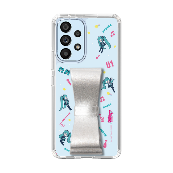 Slim Protection Case - STAND & RING RIBBON Silver［ HATSUNE MIKU - Ribbon - Instrumental - Blue ］