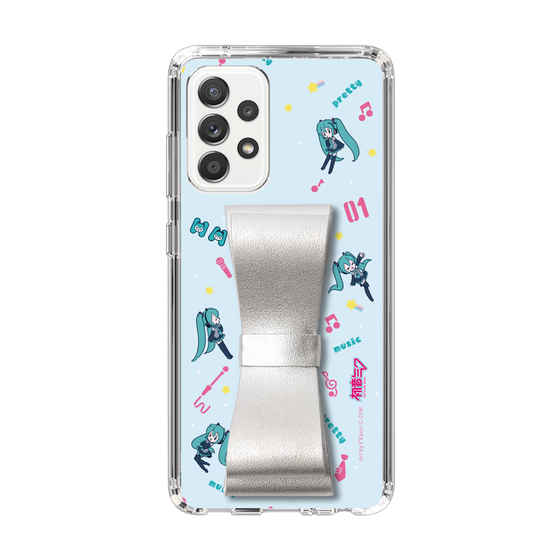 Slim Protection Case - STAND & RING RIBBON Silver［ HATSUNE MIKU - Ribbon - Instrumental - Blue ］