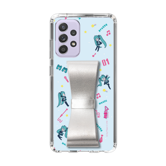 Slim Protection Case - STAND & RING RIBBON Silver［ HATSUNE MIKU - Ribbon - Instrumental - Blue ］