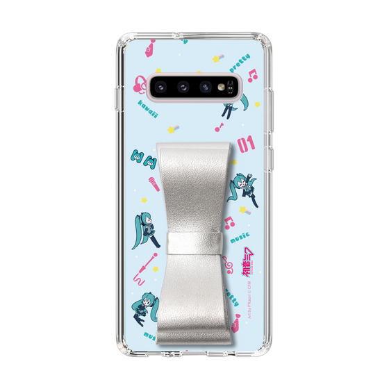 Slim Protection Case - STAND & RING RIBBON Silver［ HATSUNE MIKU - Ribbon - Instrumental - Blue ］