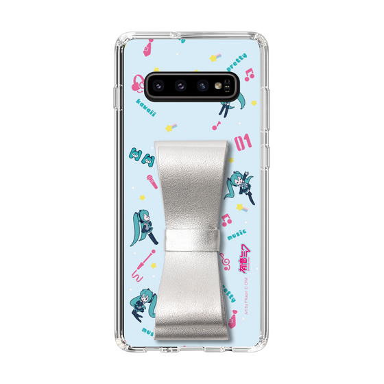 Slim Protection Case - STAND & RING RIBBON Silver［ HATSUNE MIKU - Ribbon - Instrumental - Blue ］
