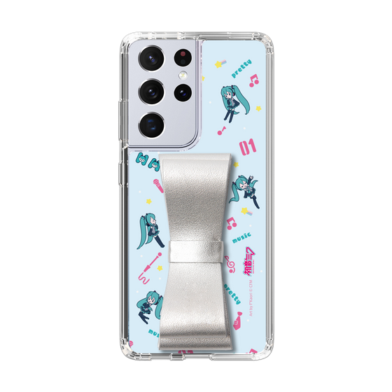 Slim Protection Case - STAND & RING RIBBON Silver［ HATSUNE MIKU - Ribbon - Instrumental - Blue ］