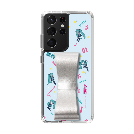 Slim Protection Case - STAND & RING RIBBON Silver［ HATSUNE MIKU - Ribbon - Instrumental - Blue ］