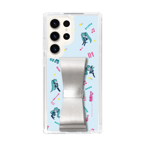 Slim Protection Case - STAND & RING RIBBON Silver［ HATSUNE MIKU - Ribbon - Instrumental - Blue ］