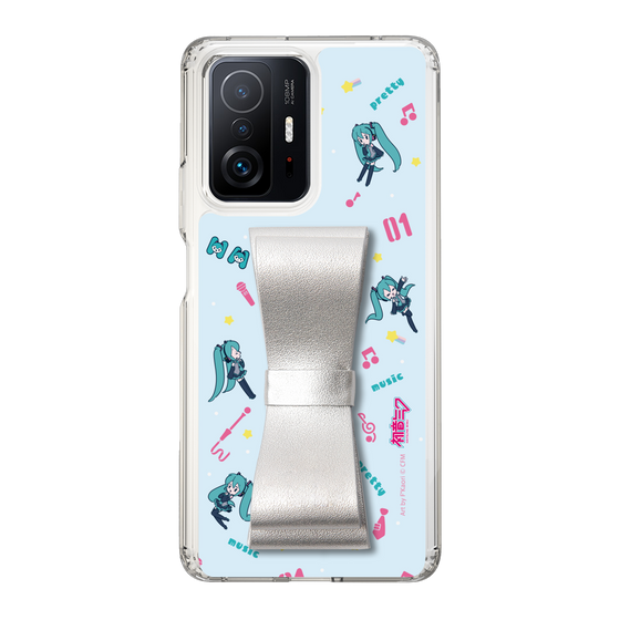 Slim Protection Case - STAND & RING RIBBON Silver［ HATSUNE MIKU - Ribbon - Instrumental - Blue ］
