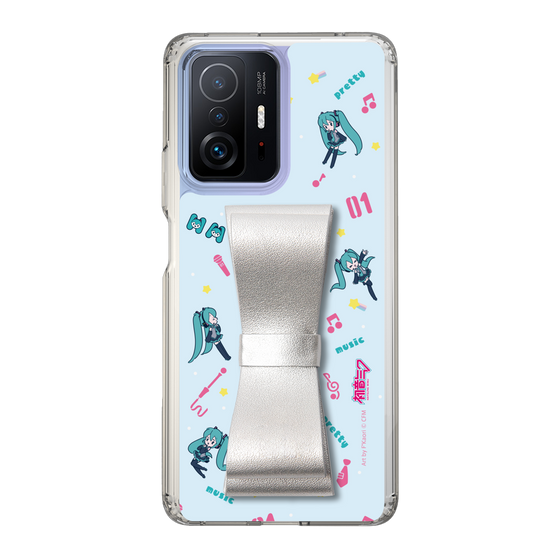 Slim Protection Case - STAND & RING RIBBON Silver［ HATSUNE MIKU - Ribbon - Instrumental - Blue ］