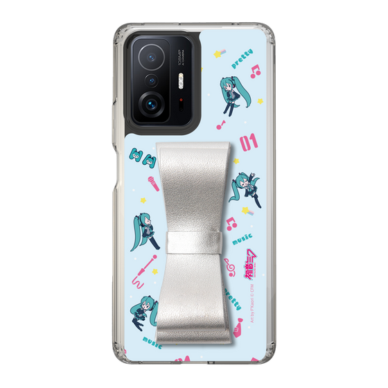 Slim Protection Case - STAND & RING RIBBON Silver［ HATSUNE MIKU - Ribbon - Instrumental - Blue ］