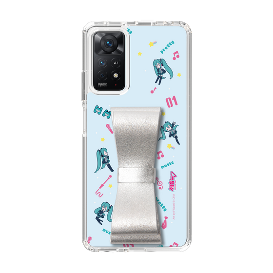 Slim Protection Case - STAND & RING RIBBON Silver［ HATSUNE MIKU - Ribbon - Instrumental - Blue ］