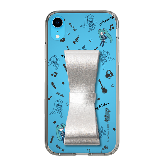 Slim Protection Case - STAND & RING RIBBON Silver［ HATSUNE MIKU - Ribbon - Instrumental - Monochrome ］