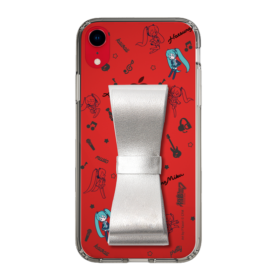 Slim Protection Case - STAND & RING RIBBON Silver［ HATSUNE MIKU - Ribbon - Instrumental - Monochrome ］