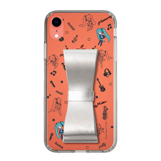 Slim Protection Case - STAND & RING RIBBON Silver［ HATSUNE MIKU - Ribbon - Instrumental - Monochrome ］