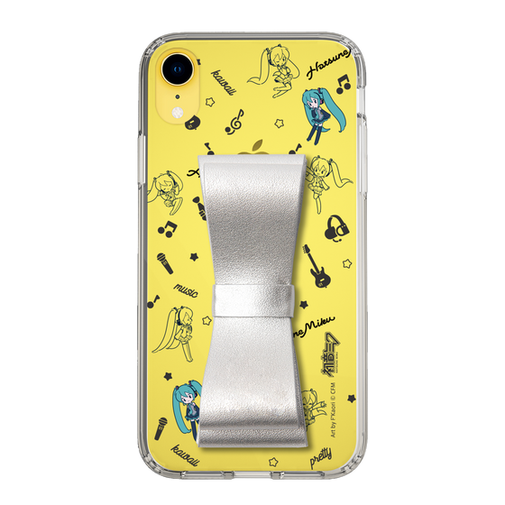 Slim Protection Case - STAND & RING RIBBON Silver［ HATSUNE MIKU - Ribbon - Instrumental - Monochrome ］