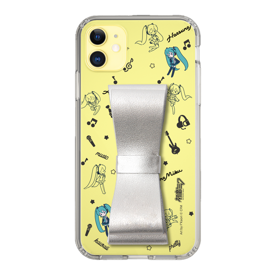 Slim Protection Case - STAND & RING RIBBON Silver［ HATSUNE MIKU - Ribbon - Instrumental - Monochrome ］